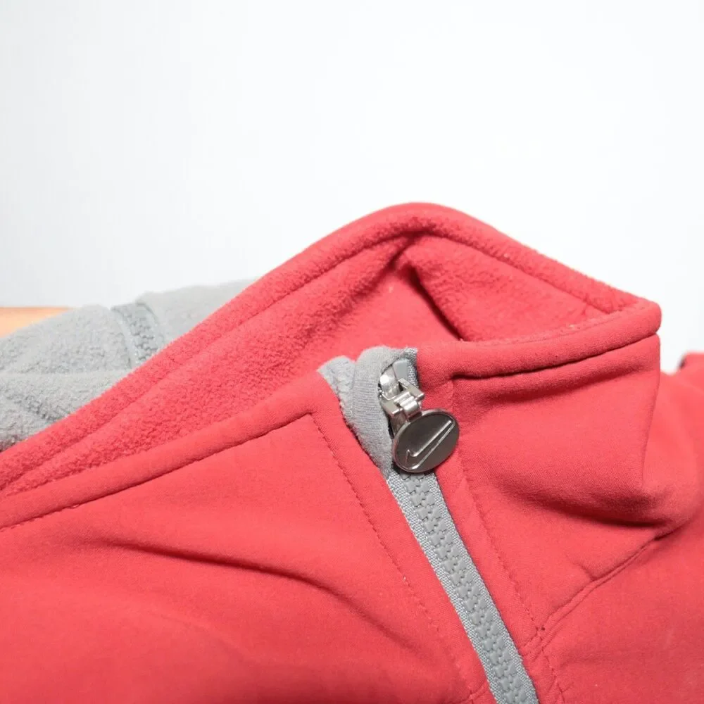 Vintage Nike Sweater Mens XL Red Gray Fleece Therma Fit Full Zip Jacket Y2K‎